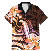 Polynesian Art Tattoo Family Matching Mermaid Dress and Hawaiian Shirt Plumeria Flowers Peach Gradient