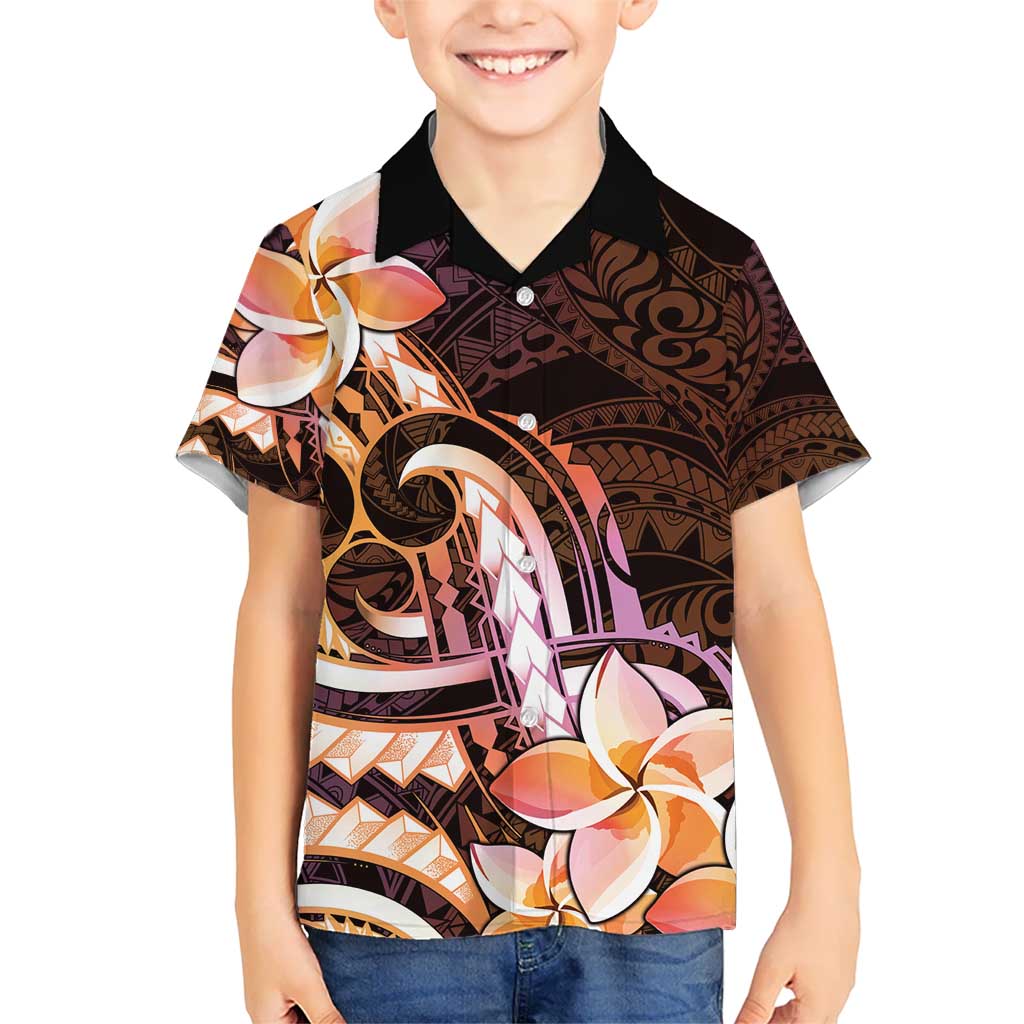 Polynesian Art Tattoo Hawaiian Shirt Plumeria Flowers Peach Gradient LT05 - Polynesian Pride