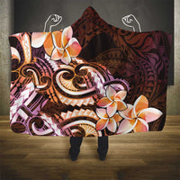 Polynesian Art Tattoo Hooded Blanket Plumeria Flowers Peach Gradient LT05 - Polynesian Pride