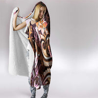 Polynesian Art Tattoo Hooded Blanket Plumeria Flowers Peach Gradient LT05 - Polynesian Pride