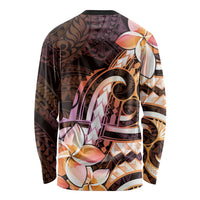 Polynesian Art Tattoo Long Sleeve Shirt Plumeria Flowers Peach Gradient LT05 - Polynesian Pride