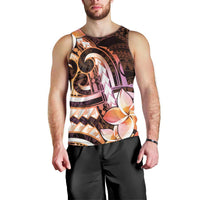 Polynesian Art Tattoo Men Tank Top Plumeria Flowers Peach Gradient LT05 - Polynesian Pride