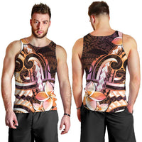 Polynesian Art Tattoo Men Tank Top Plumeria Flowers Peach Gradient LT05 - Polynesian Pride