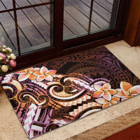 Polynesian Art Tattoo Rubber Doormat Plumeria Flowers Peach Gradient LT05 - Polynesian Pride