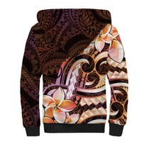 Polynesian Art Tattoo Sherpa Hoodie Plumeria Flowers Peach Gradient LT05 - Polynesian Pride