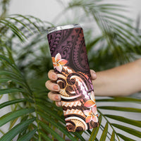 Polynesian Art Tattoo Skinny Tumbler Plumeria Flowers Peach Gradient