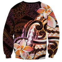 Polynesian Art Tattoo Sweatshirt Plumeria Flowers Peach Gradient LT05 - Polynesian Pride