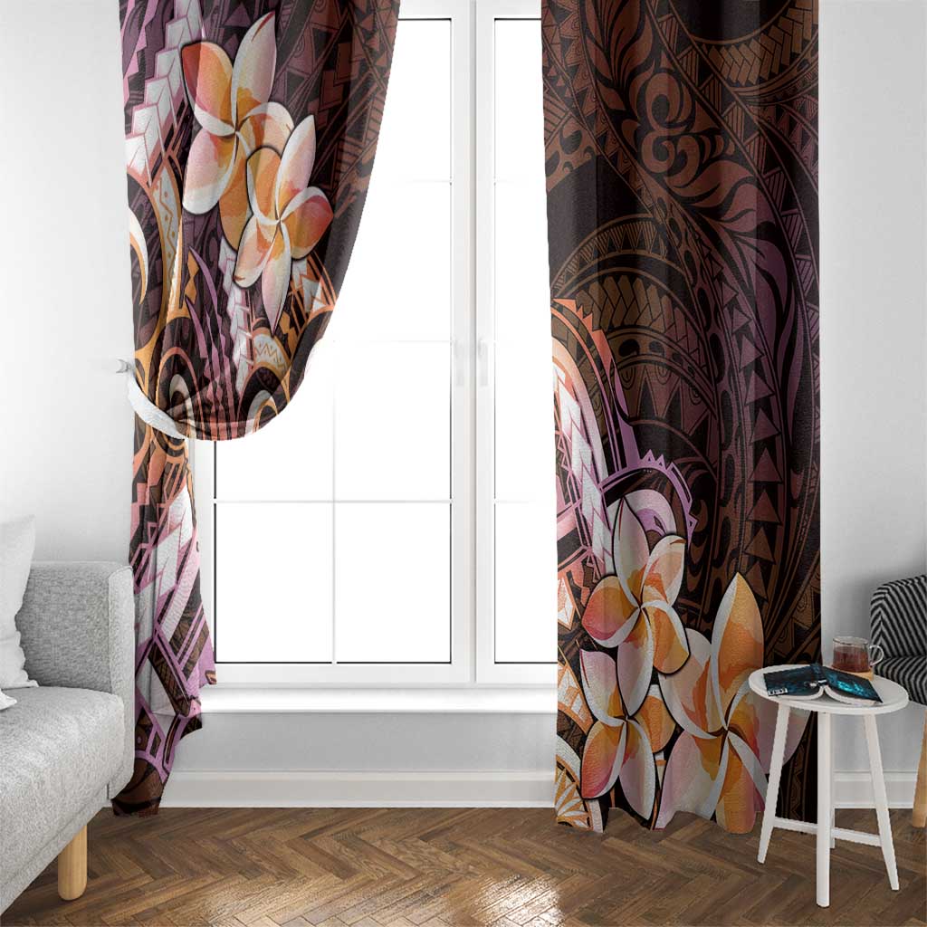 Polynesian Art Tattoo Window Curtain Plumeria Flowers Peach Gradient LT05 - Polynesian Pride