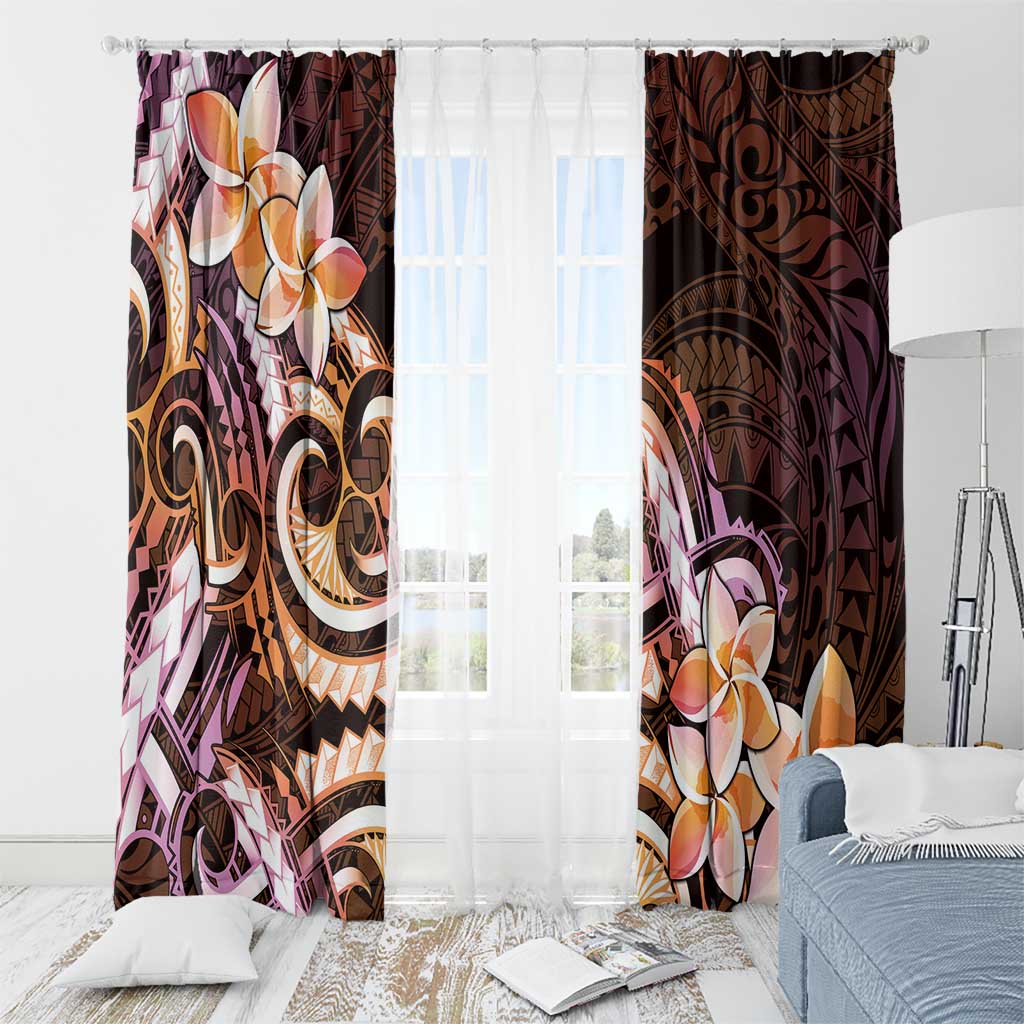 Polynesian Art Tattoo Window Curtain Plumeria Flowers Peach Gradient LT05 - Polynesian Pride