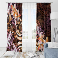 Polynesian Art Tattoo Window Curtain Plumeria Flowers Peach Gradient LT05 - Polynesian Pride