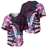 Polynesian Art Tattoo Baseball Jersey Plumeria Flowers Pink Gradient