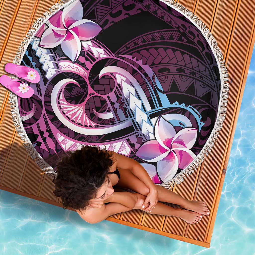 Polynesian Art Tattoo Beach Blanket Plumeria Flowers Pink Gradient LT05 - Polynesian Pride