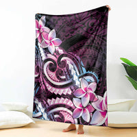 Polynesian Art Tattoo Blanket Plumeria Flowers Pink Gradient LT05 - Polynesian Pride