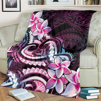 Polynesian Art Tattoo Blanket Plumeria Flowers Pink Gradient LT05 - Polynesian Pride
