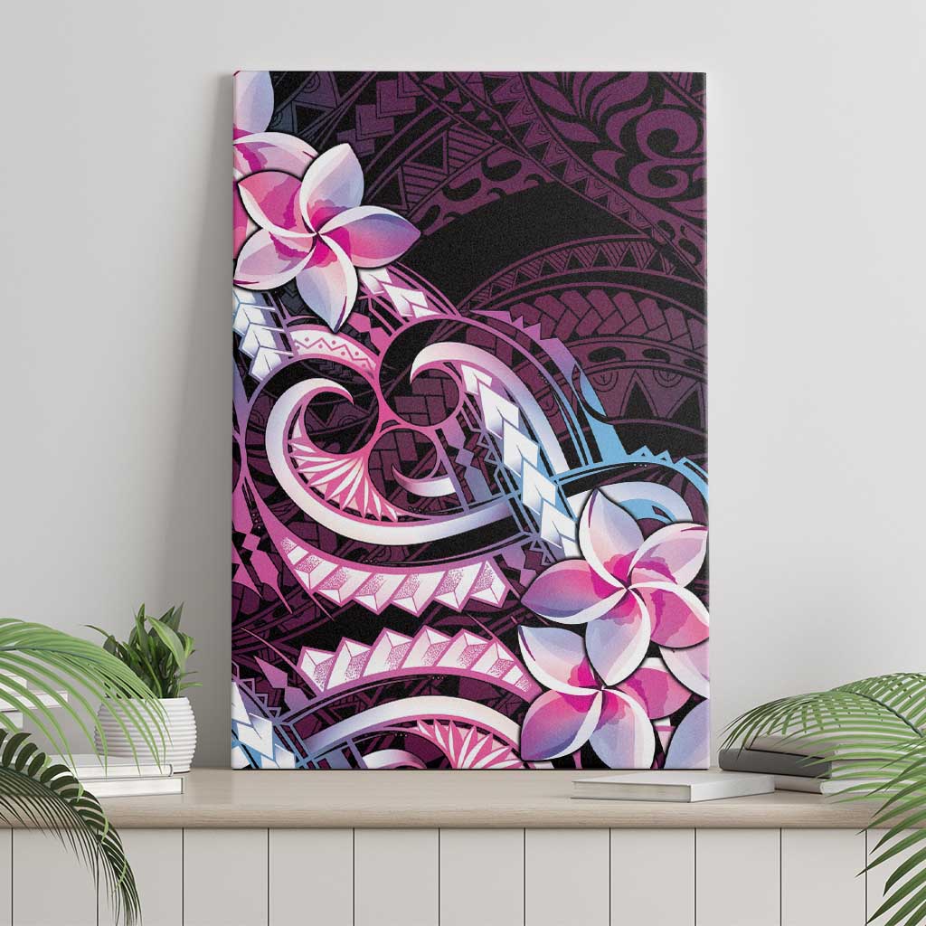 Polynesian Art Tattoo Canvas Wall Art Plumeria Flowers Pink Gradient LT05 - Polynesian Pride