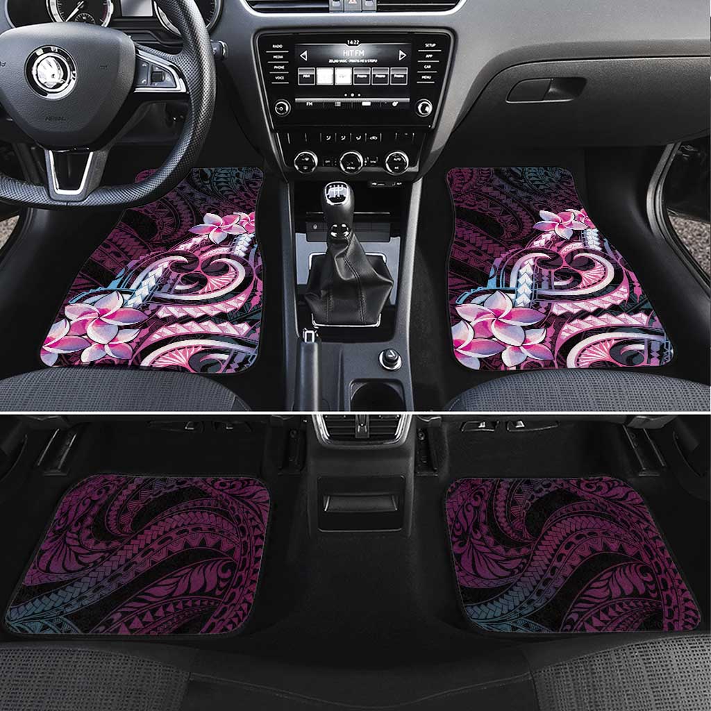 Polynesian Art Tattoo Car Mats Plumeria Flowers Pink Gradient LT05 Set 4pcs Pink - Polynesian Pride
