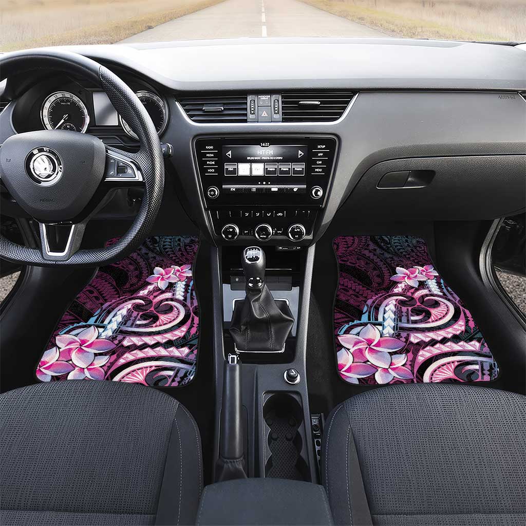 Polynesian Art Tattoo Car Mats Plumeria Flowers Pink Gradient LT05 Set 2pcs - Front Pink - Polynesian Pride