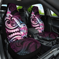 Polynesian Art Tattoo Car Seat Cover Plumeria Flowers Pink Gradient
