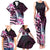 Polynesian Art Tattoo Family Matching Tank Maxi Dress and Hawaiian Shirt Plumeria Flowers Pink Gradient