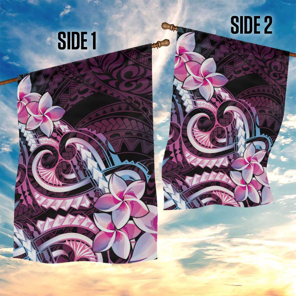 Polynesian Art Tattoo Garden Flag Plumeria Flowers Pink Gradient LT05 - Polynesian Pride