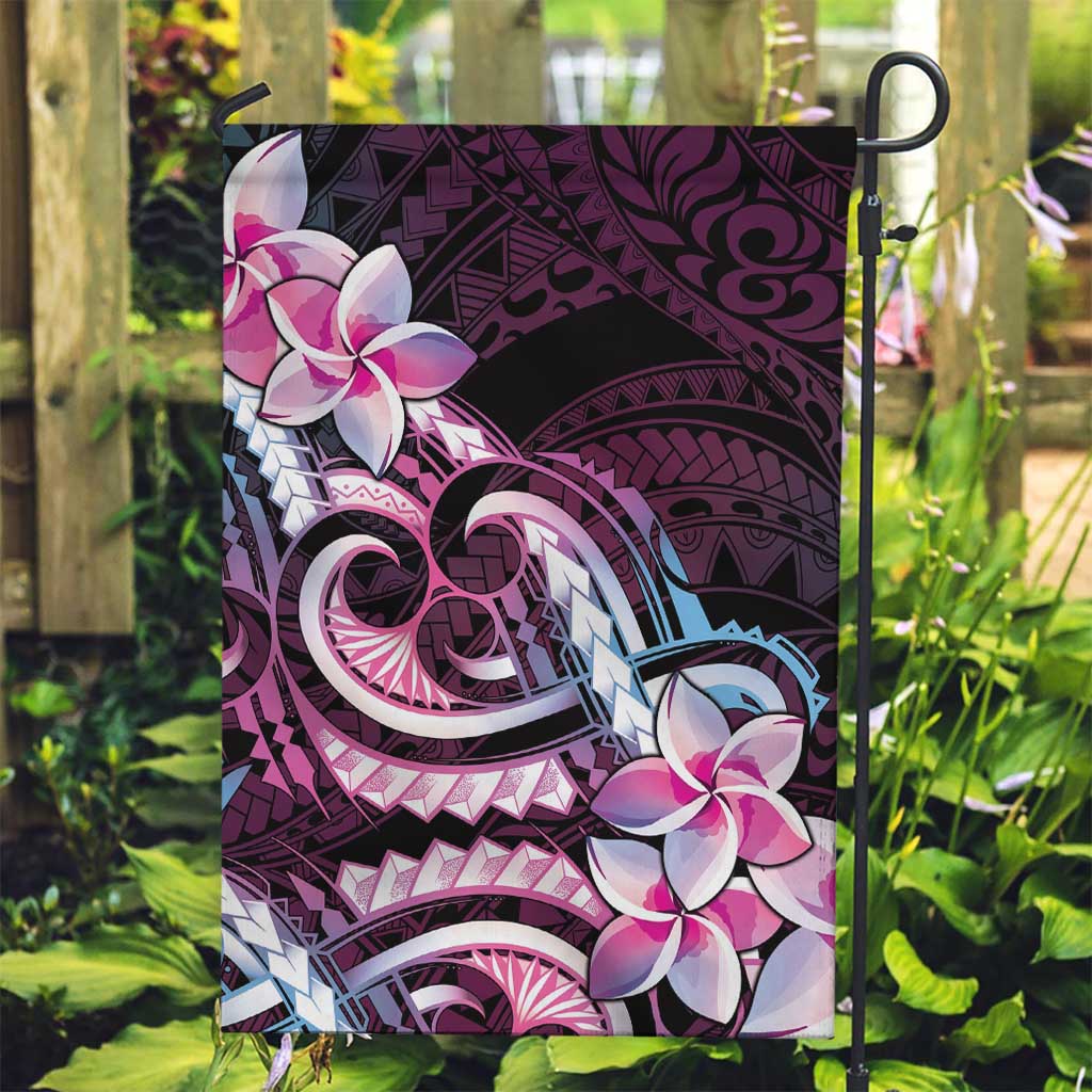 Polynesian Art Tattoo Garden Flag Plumeria Flowers Pink Gradient LT05 Garden Flag Pink - Polynesian Pride
