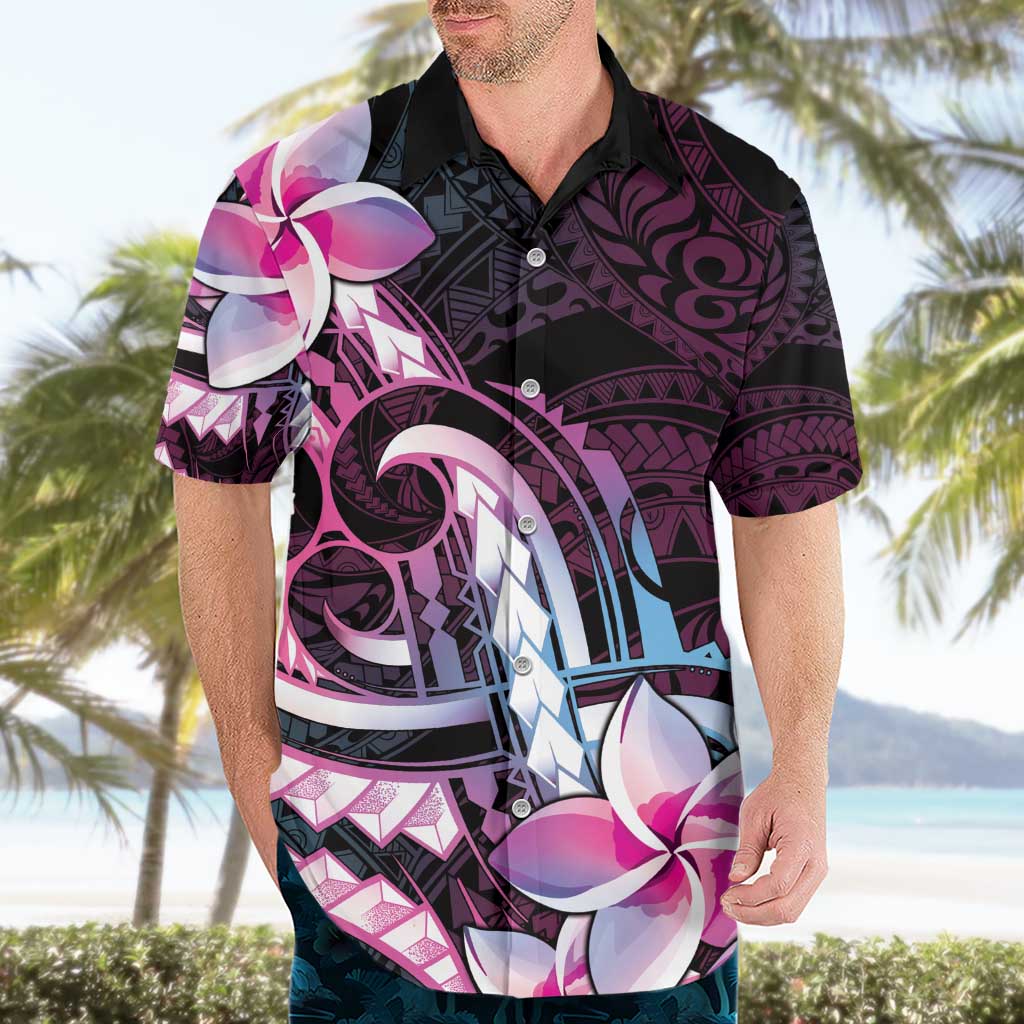 Polynesian Art Tattoo Hawaiian Shirt Plumeria Flowers Pink Gradient LT05 - Polynesian Pride