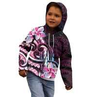 Polynesian Art Tattoo Kid Hoodie Plumeria Flowers Pink Gradient