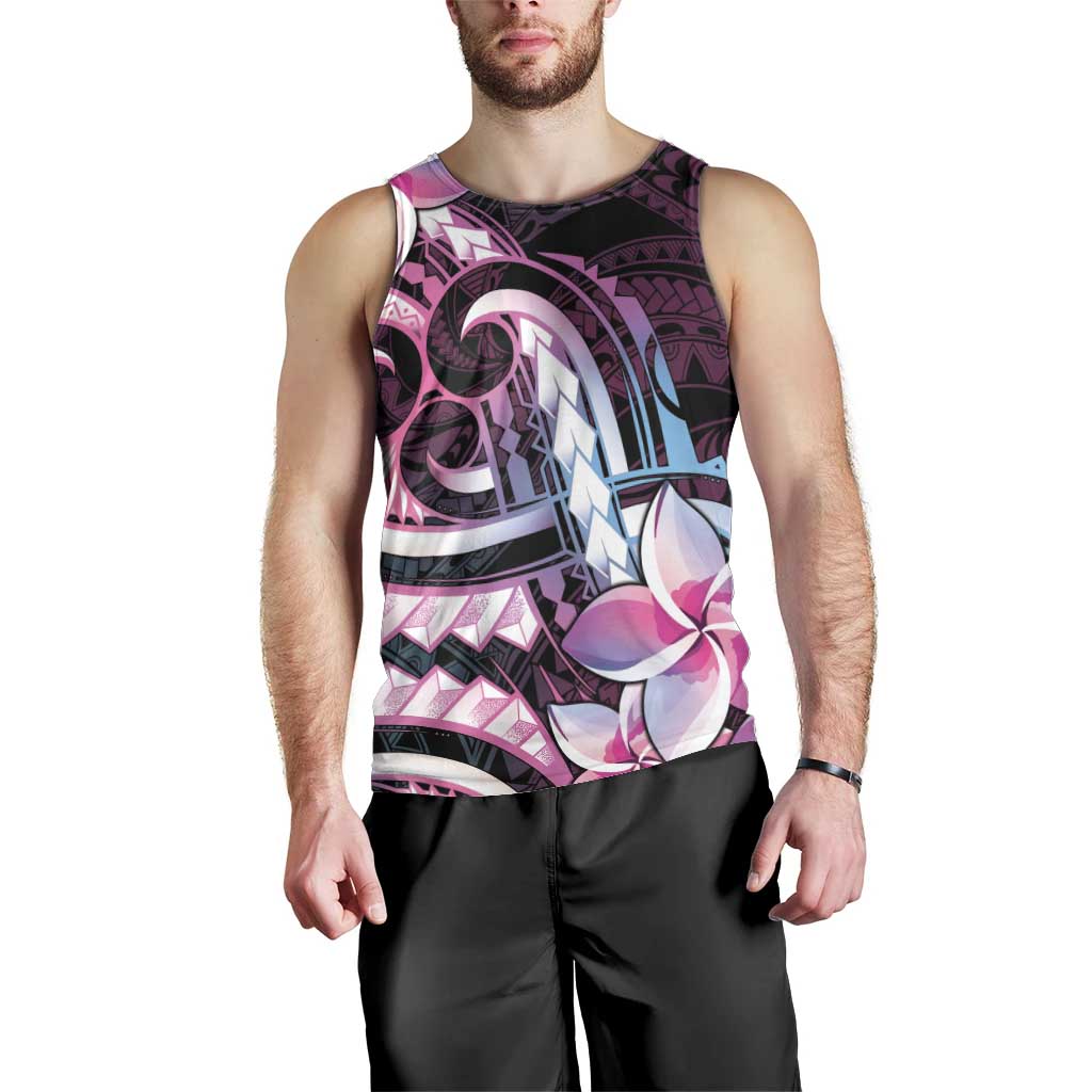 Polynesian Art Tattoo Men Tank Top Plumeria Flowers Pink Gradient LT05 - Polynesian Pride