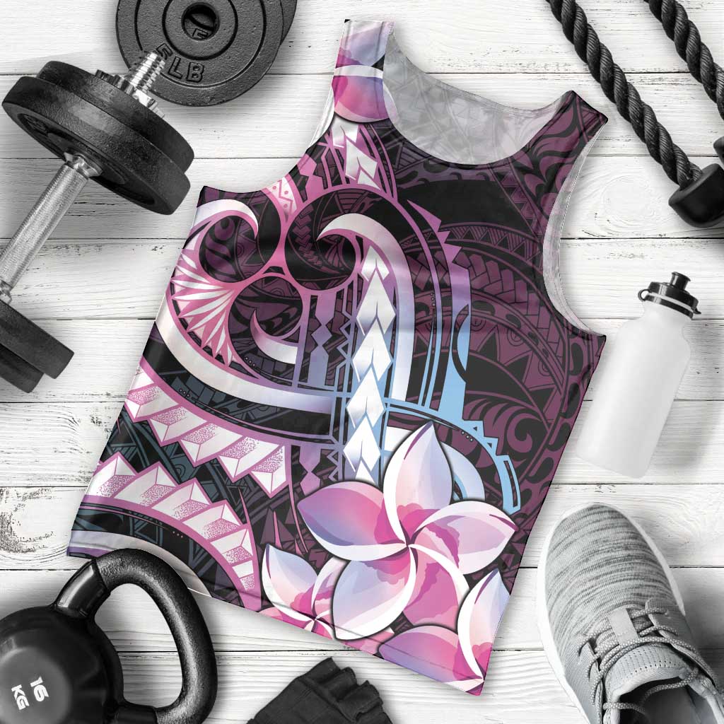 Polynesian Art Tattoo Men Tank Top Plumeria Flowers Pink Gradient LT05 - Polynesian Pride