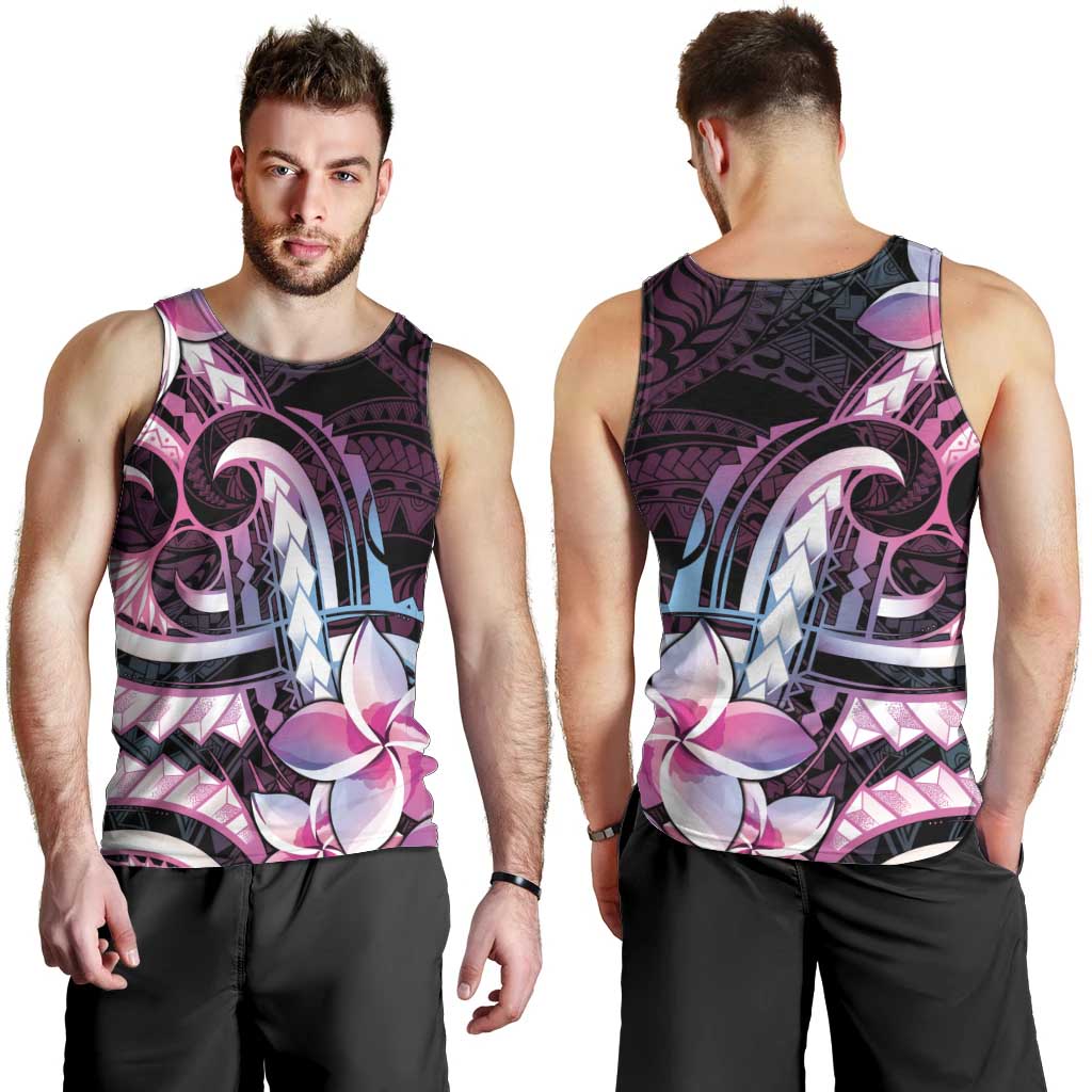 Polynesian Art Tattoo Men Tank Top Plumeria Flowers Pink Gradient LT05 - Polynesian Pride