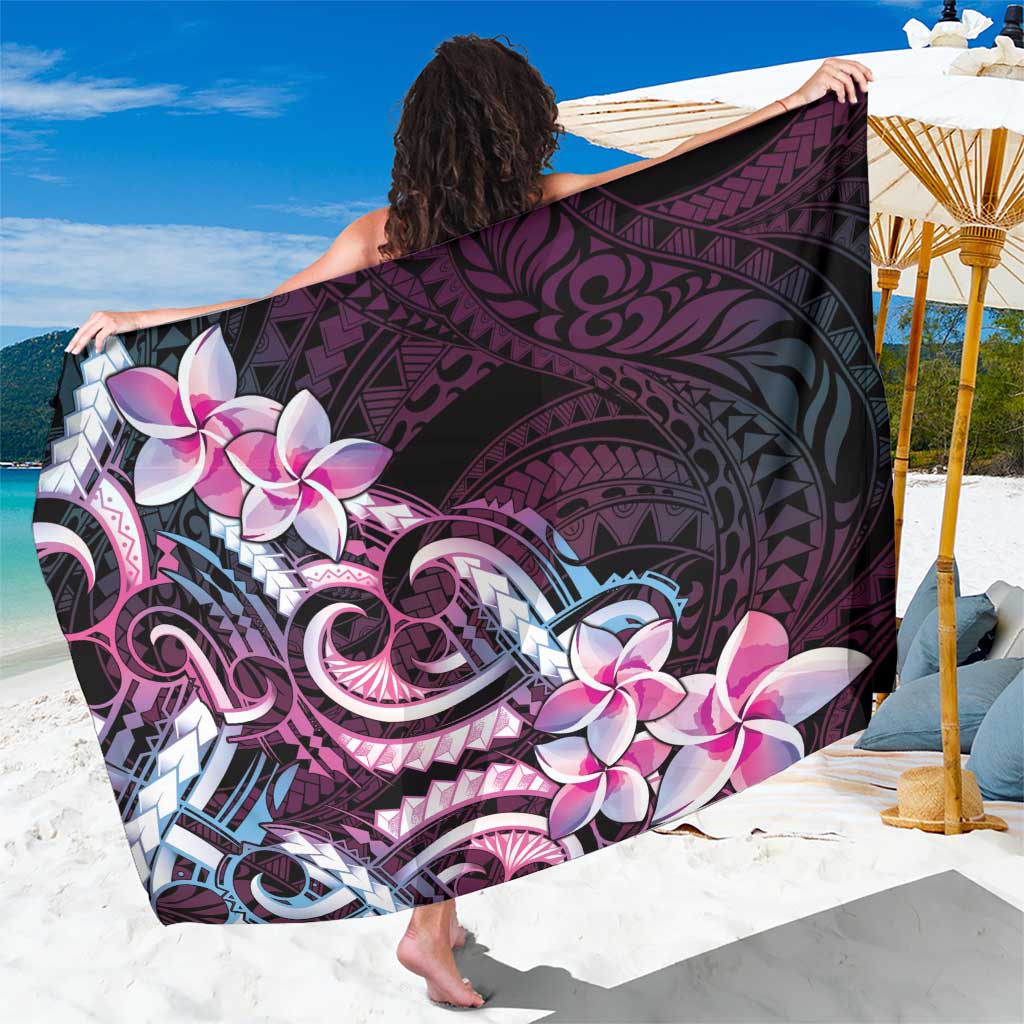 Polynesian Art Tattoo Sarong Plumeria Flowers Pink Gradient