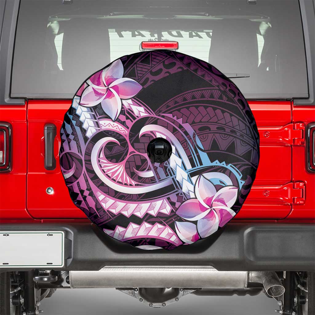 Polynesian Art Tattoo Spare Tire Cover Plumeria Flowers Pink Gradient LT05 - Polynesian Pride