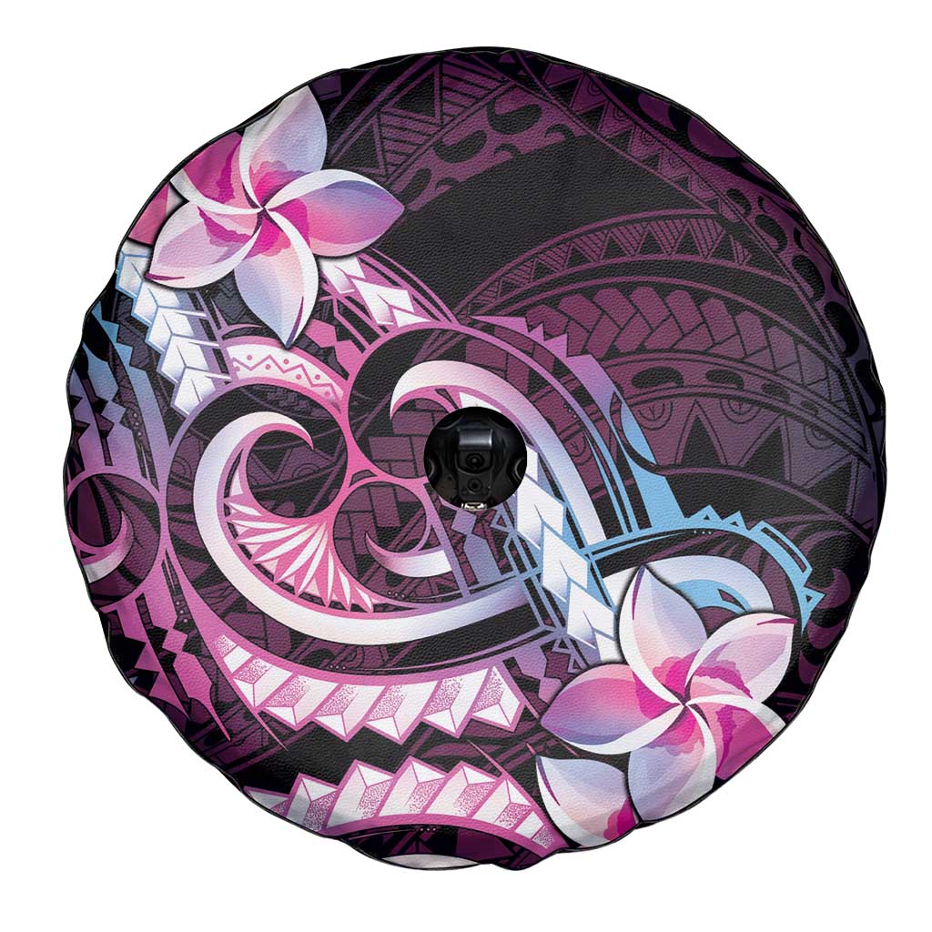 Polynesian Art Tattoo Spare Tire Cover Plumeria Flowers Pink Gradient LT05 - Polynesian Pride