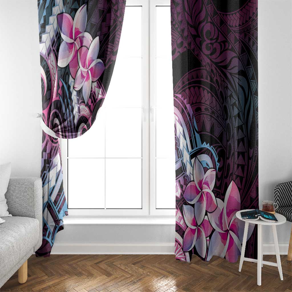 Polynesian Art Tattoo Window Curtain Plumeria Flowers Pink Gradient LT05 - Polynesian Pride