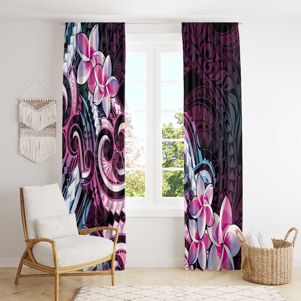 Polynesian Art Tattoo Window Curtain Plumeria Flowers Pink Gradient LT05 - Polynesian Pride