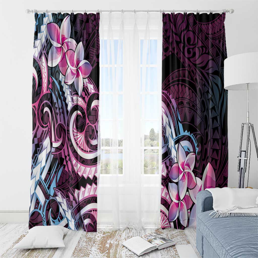 Polynesian Art Tattoo Window Curtain Plumeria Flowers Pink Gradient LT05 - Polynesian Pride