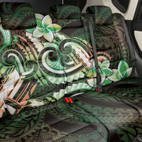 Polynesian Art Tattoo Back Car Seat Cover Plumeria Flowers Green Gradient