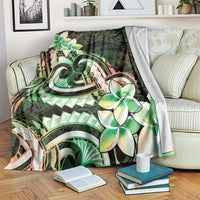 Polynesian Art Tattoo Blanket Plumeria Flowers Green Gradient LT05 Green - Polynesian Pride