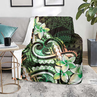 Polynesian Art Tattoo Blanket Plumeria Flowers Green Gradient LT05 - Polynesian Pride