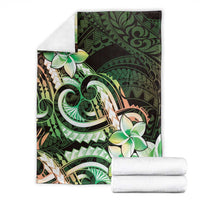 Polynesian Art Tattoo Blanket Plumeria Flowers Green Gradient LT05 - Polynesian Pride