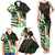 Polynesian Art Tattoo Family Matching Tank Maxi Dress and Hawaiian Shirt Plumeria Flowers Green Gradient