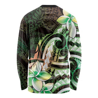 Polynesian Art Tattoo Long Sleeve Shirt Plumeria Flowers Green Gradient LT05 - Polynesian Pride