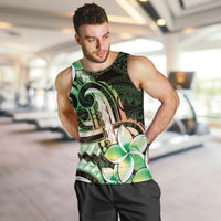 Polynesian Art Tattoo Men Tank Top Plumeria Flowers Green Gradient LT05 Green - Polynesian Pride