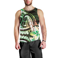Polynesian Art Tattoo Men Tank Top Plumeria Flowers Green Gradient LT05 - Polynesian Pride