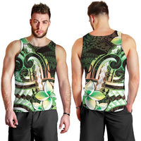 Polynesian Art Tattoo Men Tank Top Plumeria Flowers Green Gradient LT05 - Polynesian Pride