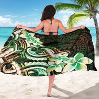 Polynesian Art Tattoo Sarong Plumeria Flowers Green Gradient