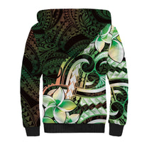 Polynesian Art Tattoo Sherpa Hoodie Plumeria Flowers Green Gradient LT05 - Polynesian Pride