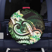 Polynesian Art Tattoo Spare Tire Cover Plumeria Flowers Green Gradient LT05 No hole Green - Polynesian Pride