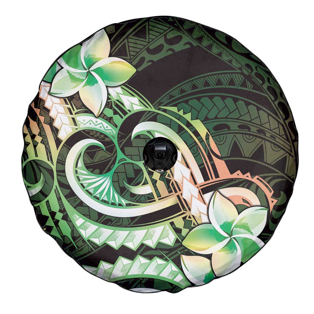 Polynesian Art Tattoo Spare Tire Cover Plumeria Flowers Green Gradient LT05 - Polynesian Pride
