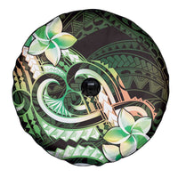 Polynesian Art Tattoo Spare Tire Cover Plumeria Flowers Green Gradient LT05 - Polynesian Pride